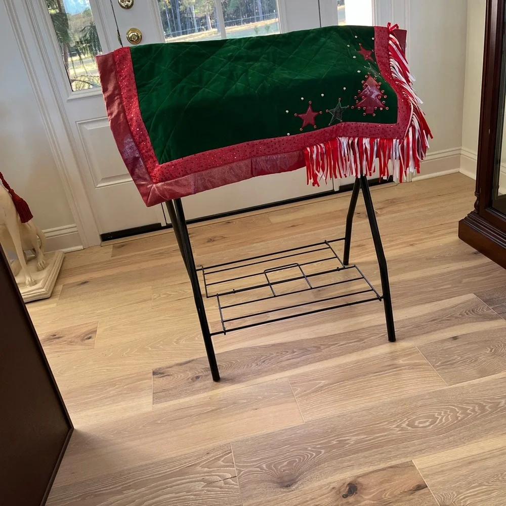 New custom made holiday horse blanket red and green or black and red other side